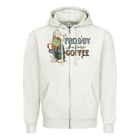 Oatmeal Heather froggy before coffee Zipper Hoodie - MaliasSmallBusiness