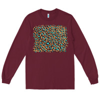 Burgundy leopard with turquoise glitter Long Sleeve Tee - Artiststas
