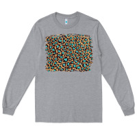 Heather Grey leopard with turquoise glitter Long Sleeve Tee - Artiststas
