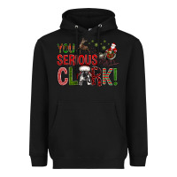 Black You Serious Clark With Santa Sleigh Heavyweight Hoodie - BundleAndBundleShop