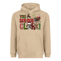 Mushroom You Serious Clark With Santa Sleigh Heavyweight Hoodie - BundleAndBundleShop