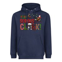 Navy You Serious Clark With Santa Sleigh Heavyweight Hoodie - BundleAndBundleShop