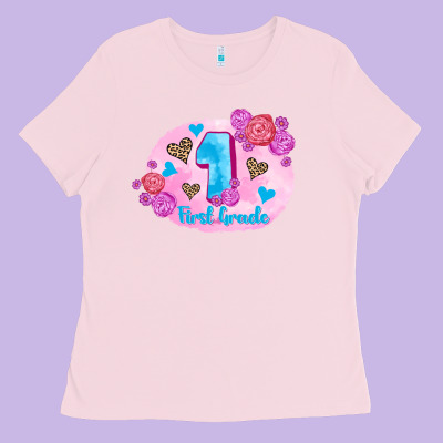 Back To School Flowers First Grade 3200x2400 Ladies Tee Designed By Adodesignshop