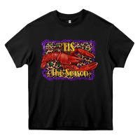 Black Mardi Gras Tis The Season Lobster Heavy Core Tee - RanaPortraitStore
