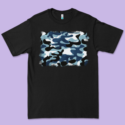 Blue Camouflage Background Premium Tee Designed By Barkaloodesign
