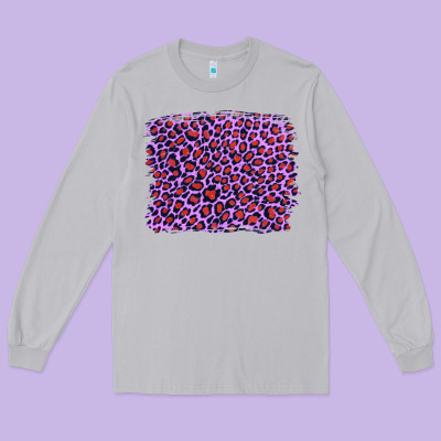 Lilac Leopard With Red Glitter Long Sleeve Tee Designed By Artiststas