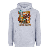 Heather Grey Tis The Season Fall Football Truck Heavyweight Hoodie - BundleAndBundleShop
