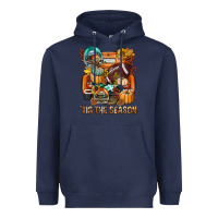 Navy Tis The Season Fall Football Truck Heavyweight Hoodie - BundleAndBundleShop