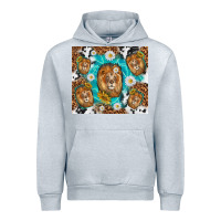 Heather Grey lion with leopard and cowhide pattern Urban Hoodie - TumblerDesignByShophia