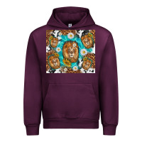 Mauve Wine lion with leopard and cowhide pattern Urban Hoodie - TumblerDesignByShophia