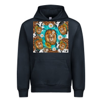 Navy lion with leopard and cowhide pattern Urban Hoodie - TumblerDesignByShophia