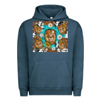 Pigment Midnight Navy lion with leopard and cowhide pattern Urban Hoodie - TumblerDesignByShophia
