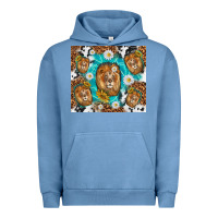 Pigment Pebble Blue lion with leopard and cowhide pattern Urban Hoodie - TumblerDesignByShophia
