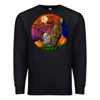 Black halloween round Premium Sweatshirt - BundleAndBundleShop