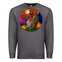 Charcoal Heather halloween round Premium Sweatshirt - BundleAndBundleShop