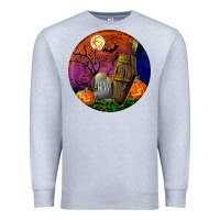 Heather Grey halloween round Premium Sweatshirt - BundleAndBundleShop
