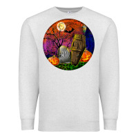 Oatmeal Heather halloween round Premium Sweatshirt - BundleAndBundleShop