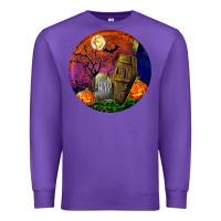 Purple halloween round Premium Sweatshirt - BundleAndBundleShop