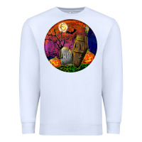 White halloween round Premium Sweatshirt - BundleAndBundleShop
