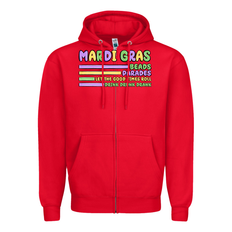 Mardi Gras Beads Zipper Hoodie by MaliasSmallBusiness | Teevron