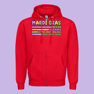 Mardi Gras Beads Zipper Hoodie Designed By Maliassmallbusiness