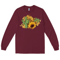 Burgundy cactus leopard sunflower glitter  patch Long Sleeve Tee - AdoDesignShop