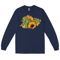 Navy cactus leopard sunflower glitter  patch Long Sleeve Tee - AdoDesignShop