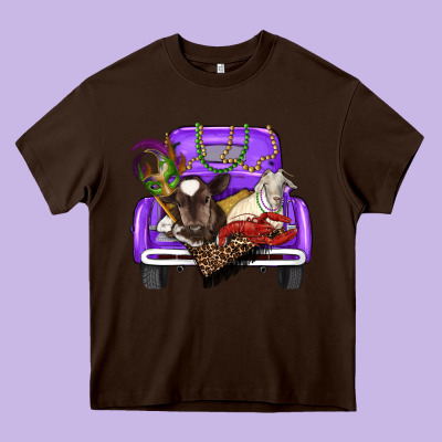 Heavy Core Tee Mardi Gras Truck With Farm Animals