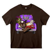 Chocolate Brown Mardi Gras Truck With Farm Animals Heavy Core Tee - RanaPortraitStore