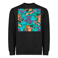 Black valentines day cupid and neon heart seamless pattern Heavyweight Sweatshirt - BundleAndBundleShop