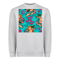 Valentines Day Cupid And Neon Heart Seamless Pattern Heavyweight Sweatshirt | Teevron