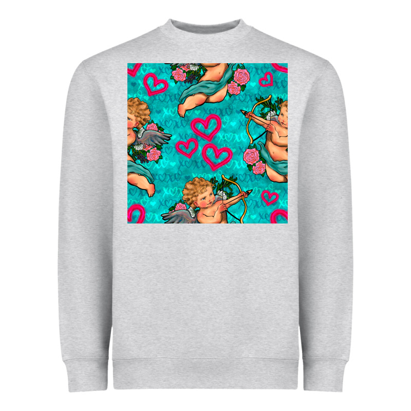 Valentines Day Cupid And Neon Heart Seamless Pattern Heavyweight Sweatshirt by BundleAndBundleShop | Teevron