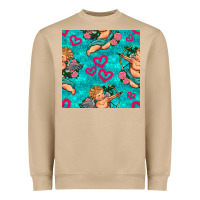 Mushroom valentines day cupid and neon heart seamless pattern Heavyweight Sweatshirt - BundleAndBundleShop