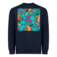 Navy valentines day cupid and neon heart seamless pattern Heavyweight Sweatshirt - BundleAndBundleShop