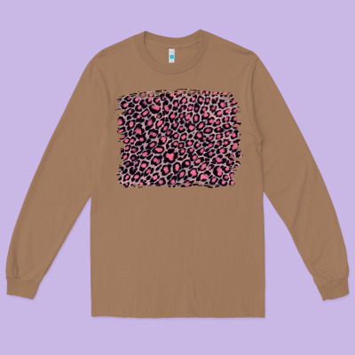 Pink Leopard With Pink Glitter Long Sleeve Tee Designed By Artiststas