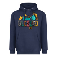 Navy I Am Blessed Cross Heavyweight Hoodie - BundleAndBundleShop