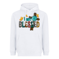 White I Am Blessed Cross Heavyweight Hoodie - BundleAndBundleShop