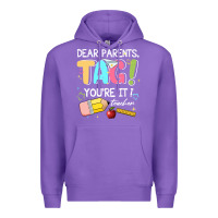 Purple dear parents tag youare it teacher Premium Hoodie - JahusDesignShop