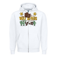White 100 days y'all Zipper Hoodie - MaliasSmallBusiness