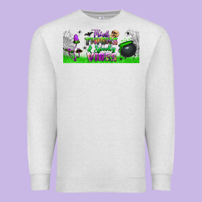 Thick Thighs And Spooky Vibes Libbey Glass Premium Sweatshirt Designed By Bundleandbundleshop