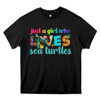 Black just a girl who loves sea turtle Heavy Core Tee - Artiststas
