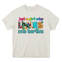 Cream just a girl who loves sea turtle Heavy Core Tee - Artiststas