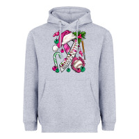 Heather Grey Pink Christmas Breast Cancer Ribbon Baseball Heavyweight Hoodie - BundleAndBundleShop
