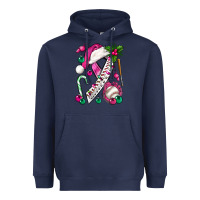 Navy Pink Christmas Breast Cancer Ribbon Baseball Heavyweight Hoodie - BundleAndBundleShop