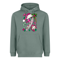 Sage Pink Christmas Breast Cancer Ribbon Baseball Heavyweight Hoodie - BundleAndBundleShop