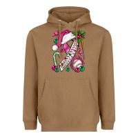 Toasted Coconut Pink Christmas Breast Cancer Ribbon Baseball Heavyweight Hoodie - BundleAndBundleShop