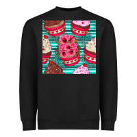 Black valentines day flower cupcakes and serape seamless pattern Heavyweight Sweatshirt - BundleAndBundleShop