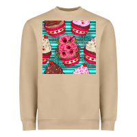 Mushroom valentines day flower cupcakes and serape seamless pattern Heavyweight Sweatshirt - BundleAndBundleShop