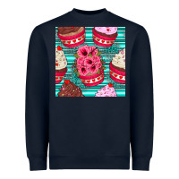 Navy valentines day flower cupcakes and serape seamless pattern Heavyweight Sweatshirt - BundleAndBundleShop