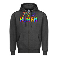 Charcoal Heather we are all human Zipper Hoodie - MaliasSmallBusiness